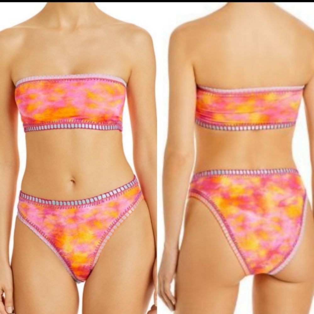 PQ Swim Del Mar Tie Dye Crochet Trim Bikini Set